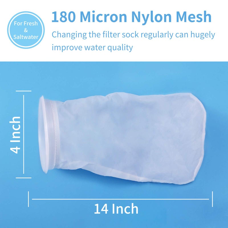 Conie ZCONIEY Filter Socks 180 Micron 4 Inch Opening x 14 Inch Long Aquarium Nylon Filter Bags Felt Filter 3Pack - Image 5